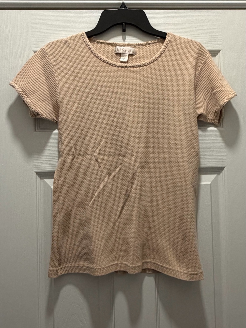 Karavan Short-Sleeve Waffle Tee in Beige
